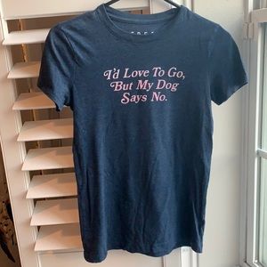 Thin navy blue short sleeve top.